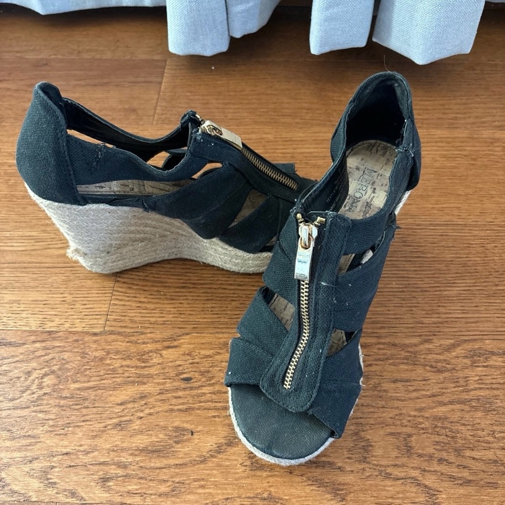 Women's Black Wedge Sandals